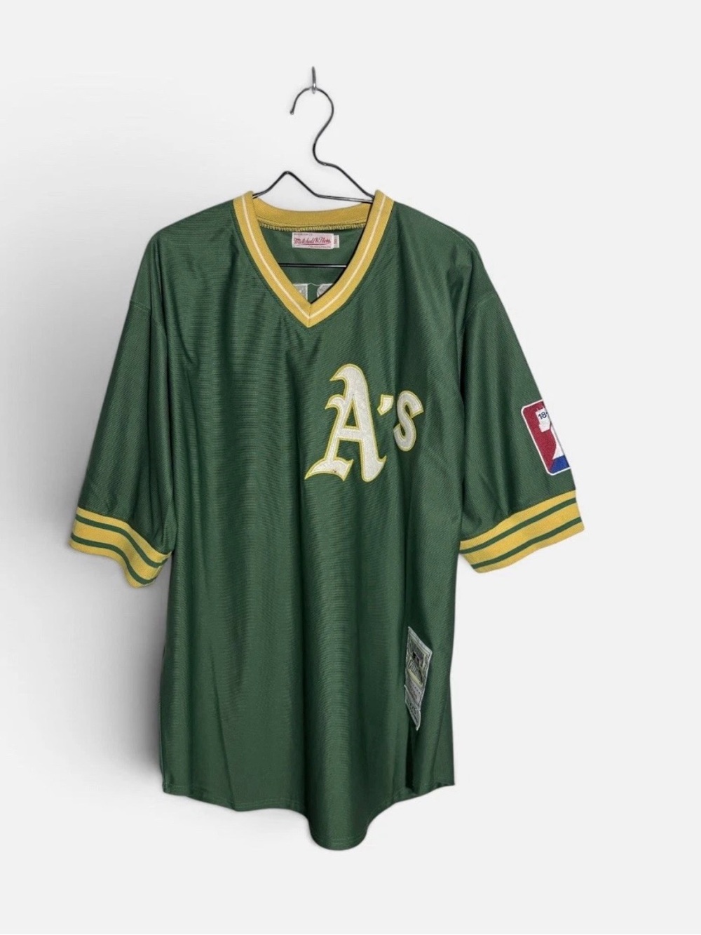 Mitchell & Ness Green and Yellow Oakland A's Men's Jersey